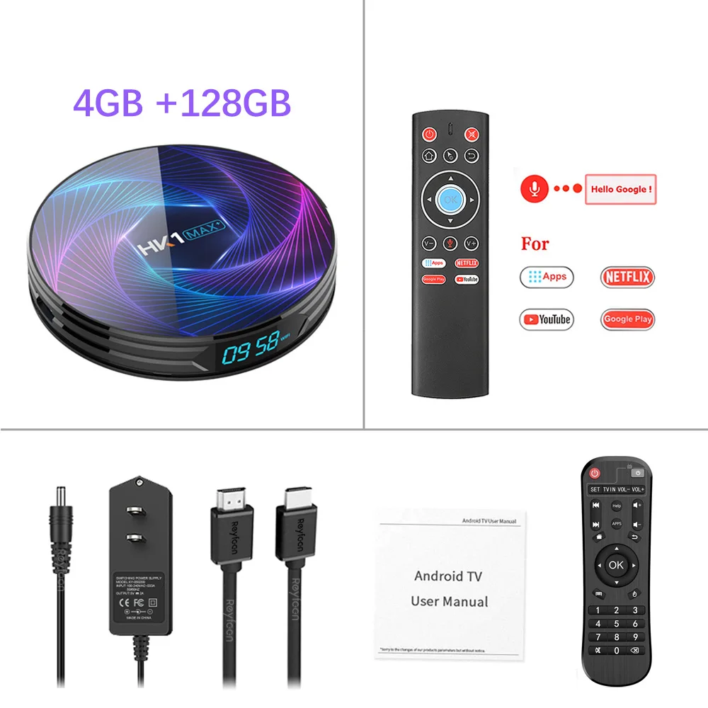 4G 128G T1 Wireless HK1 MAX Plus ТВ приставка Android 9,0 Восьмиядерный Rockchip RK3368PRO USB3.0 1080P H.265 4K 60fps Google плеер Netflix Youtube медиа pla - Цвет: 4G 128G T1 Wireless