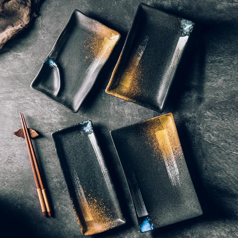 Креативная длинная Квадратная тарелка с разделенной пластиной винтажная