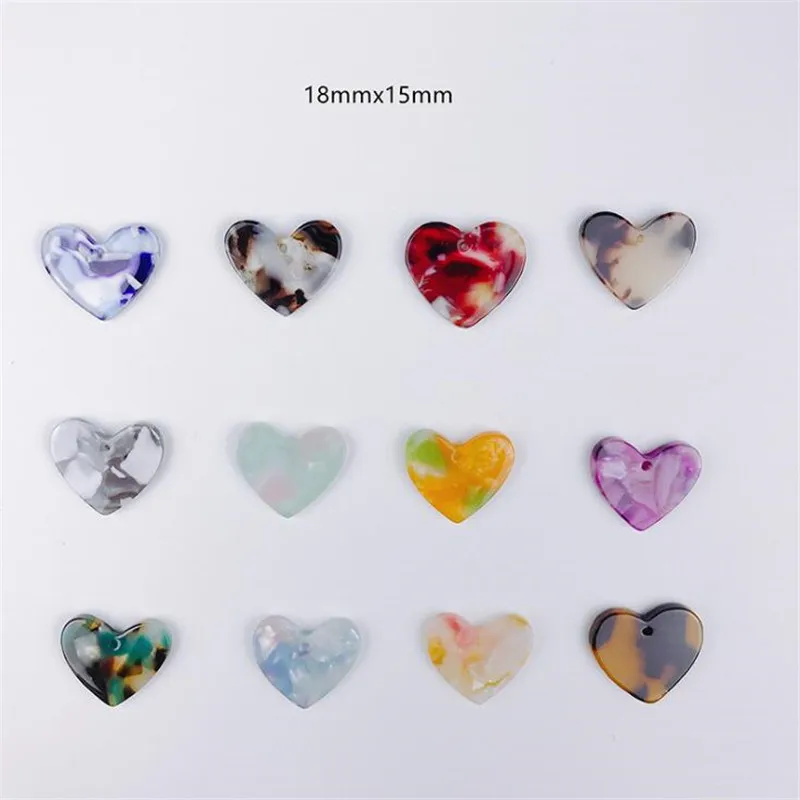 

10pcs/lot15*18mm Heart-shaped Tag Acetic Acid Acrylic Charms for Earring Pendant Earring Accessories diy Handmade jewelry making