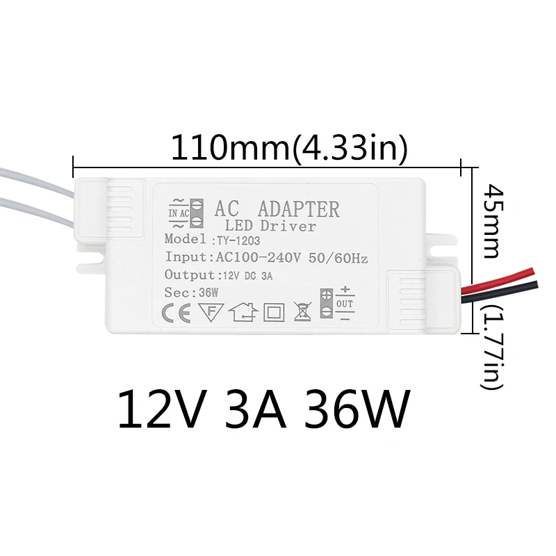 Светодиодный драйвер 12В 24В 2A 3A 5A для Светодиодный s AC220 12V Питание постоянный ток Напряжение Управление трансформаторы системы освещения - Цвет: 36W 12V 3A