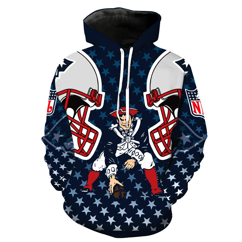 Американский Футбол Толстовка для мужчин England Patriots в стиле хип хоп 3d принтом