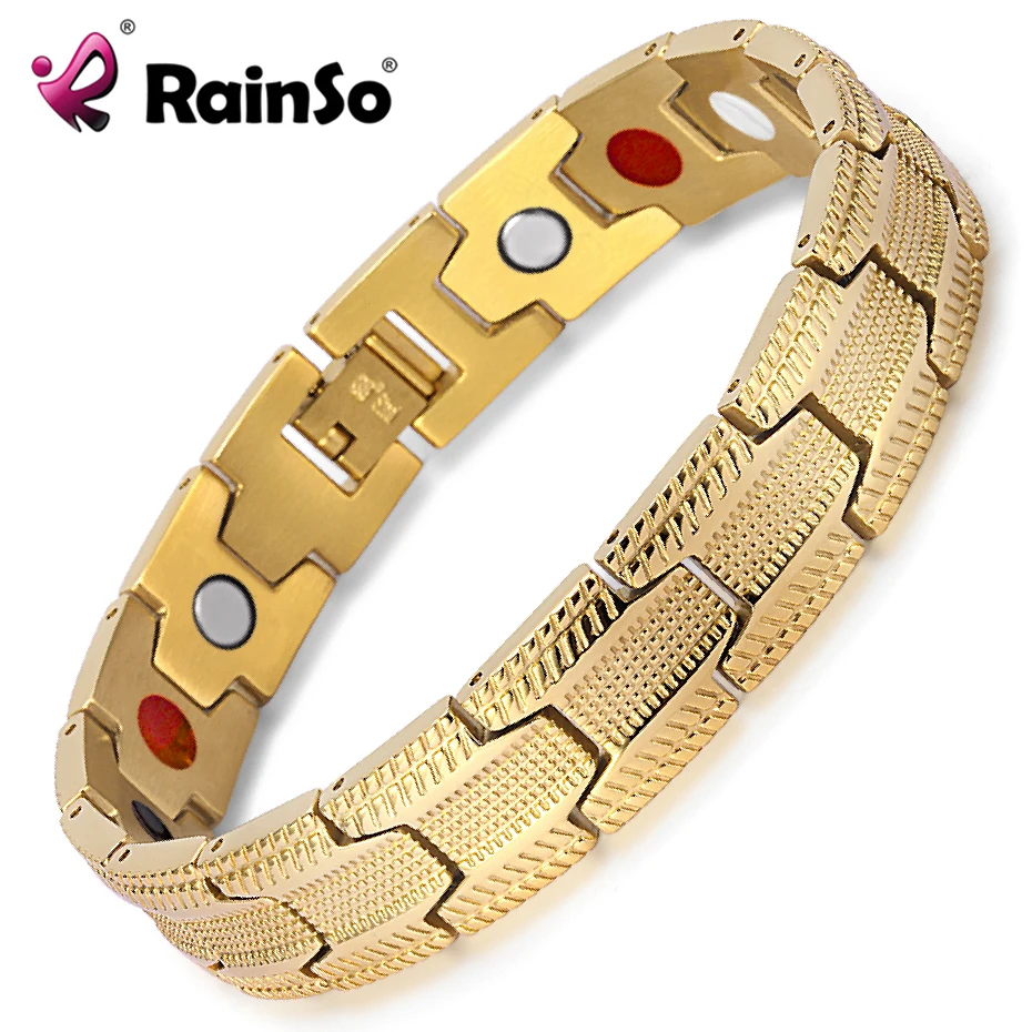 Rainso 4 в 1 Ele для мужчин ts Золото Нержавеющая сталь браслеты Магнитная био Pulceras