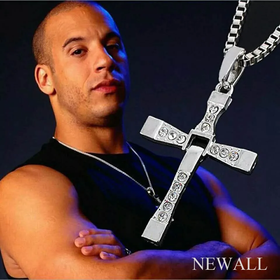 Stainless Silver Newall, классические Стразы, подвеска, серебряная, для мужчин, кристалл, Крест Иисуса, подвеска, длинное ожерелье, для деятельности, мужской подарок, ювелирное изделие, аксессуар - Окраска металла: Stainless Silver