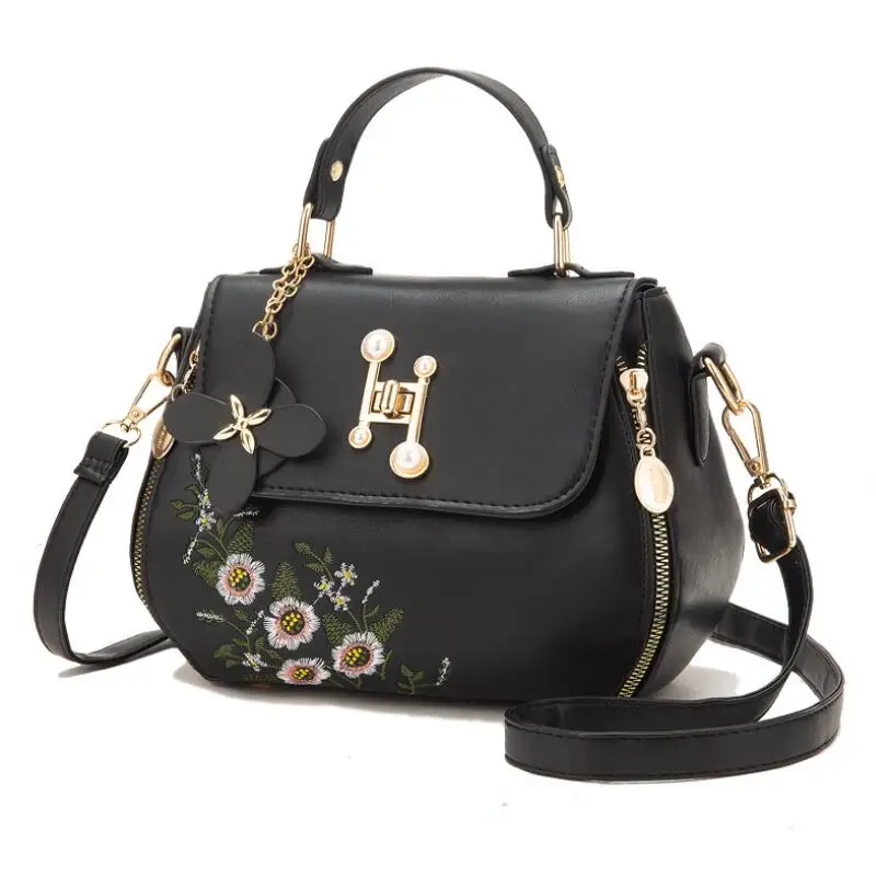 

Fashion Embroidery Female Bags 2021 New Handbags Small Bag Sweet Lady Shoulder Bag High Quality PU Leather Messenger Bag