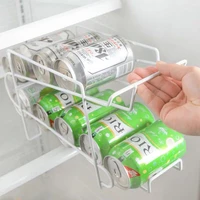 double layer metal cans storage holders rack beverage soda coke beer can dispenser storage rack refrigerator kitchen organizer