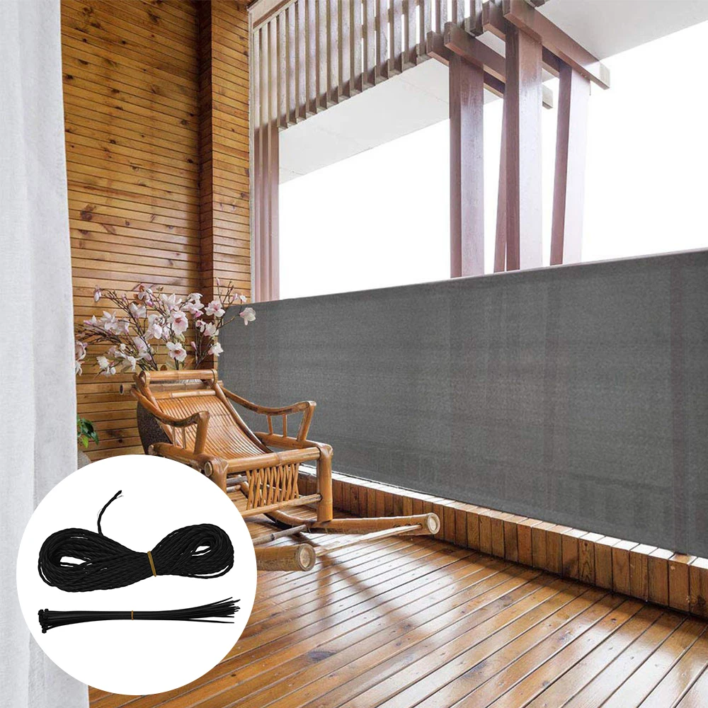 

5*0.9M Wind Sunshade Net Shelter Privacy Screen Breeze Sewing Buckle Outdoor Awning Balcony Garden Fence Cover with Ties