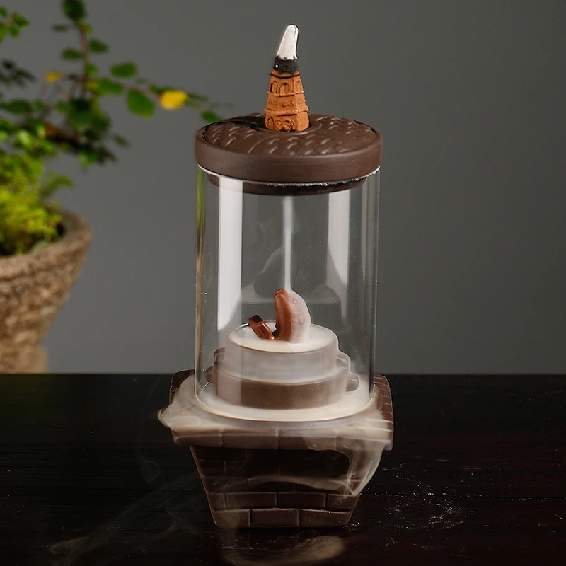 С 20 конусами Будда задний поток горелка для благовоний ветрозащитный держатель