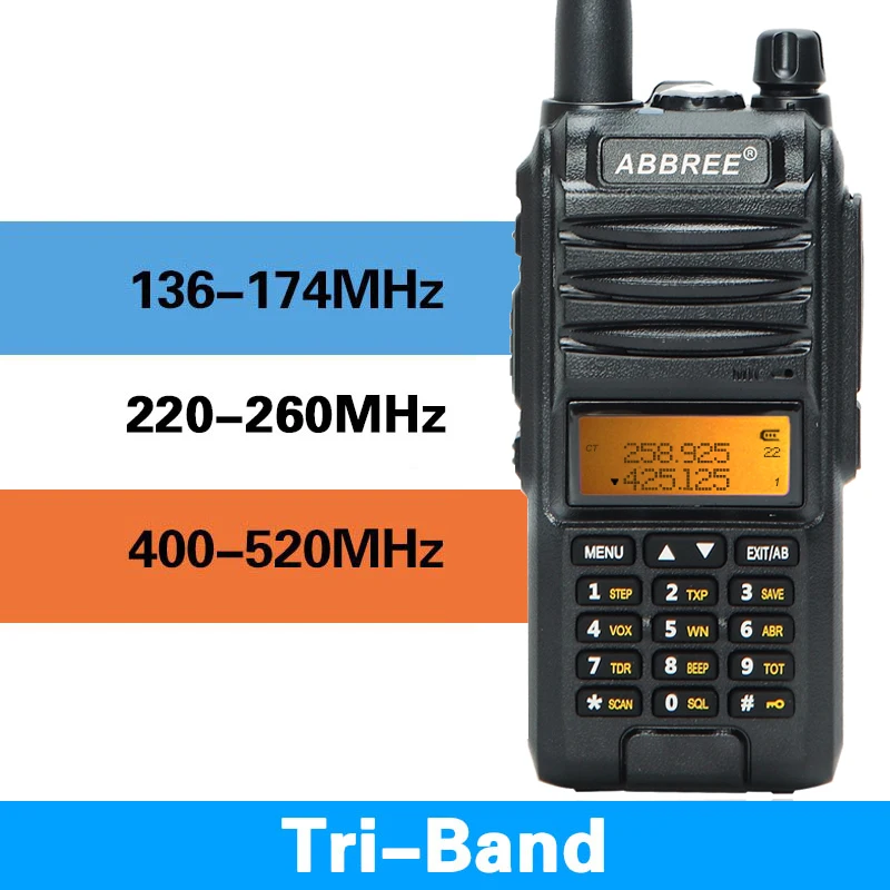 2020 Abbree AR-F3 трехдиапазонная 8 Вт рация uhf vhf 220-260MHz ham Дальний диапазон ручной
