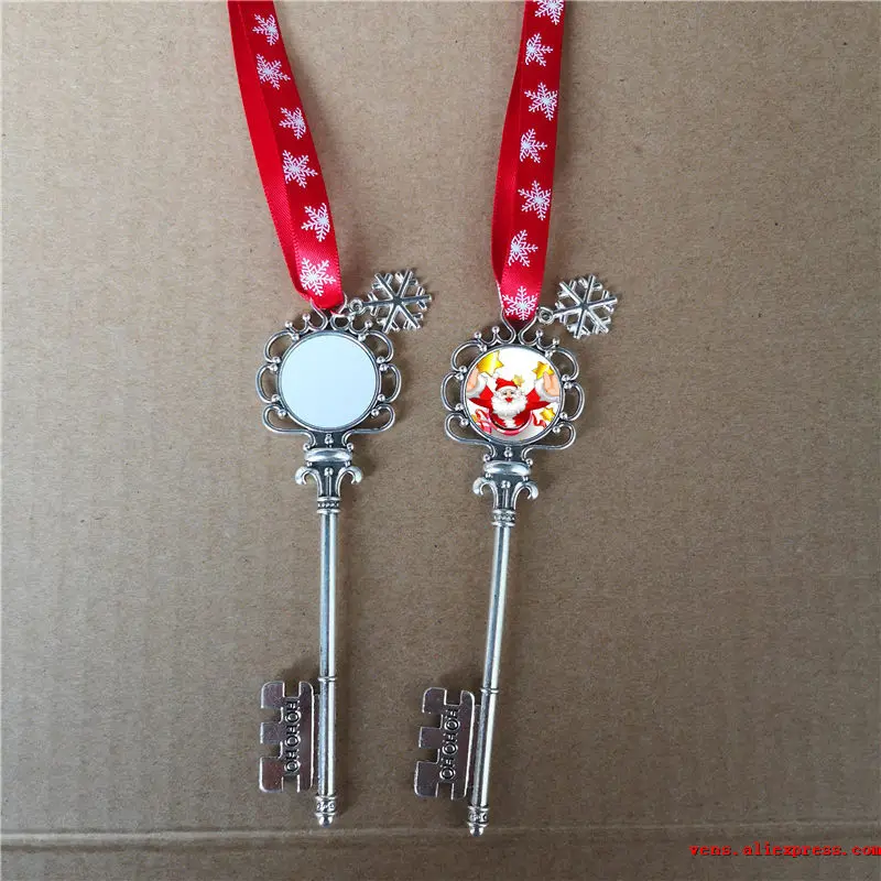 Сублимация Санта Клаус Металлический Ключ Рождественский кулон украшения с
