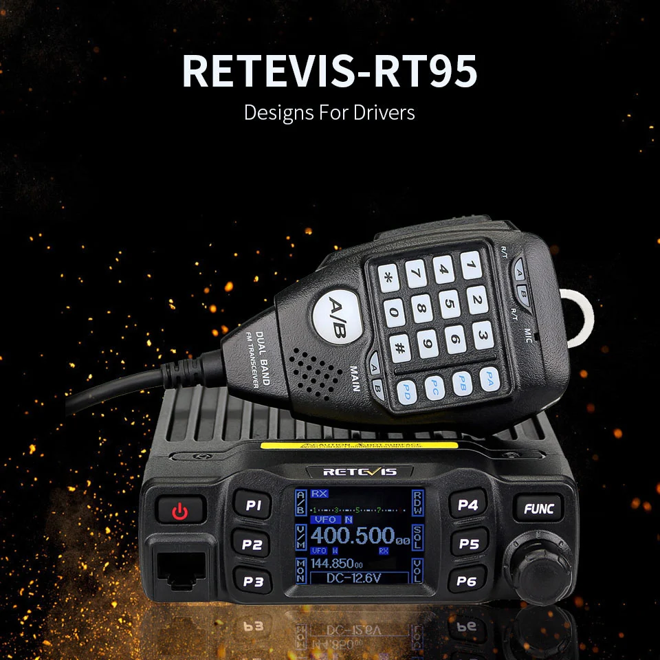 Retevis RT95 мобильный автомобильный радиоприемник двухстороннее радио двухдиапазонный УКВ любительских Ham радио приемопередатчик+ микрофон