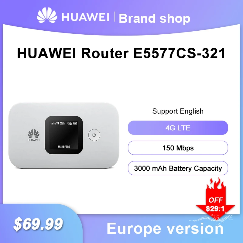 

NEW Europe Version HUAWEI E5577cs-321 4G wifi router LTE Cat4 150Mbps Mobile Hotspot Wireless E5577-321 Modem Battery 3000mAh