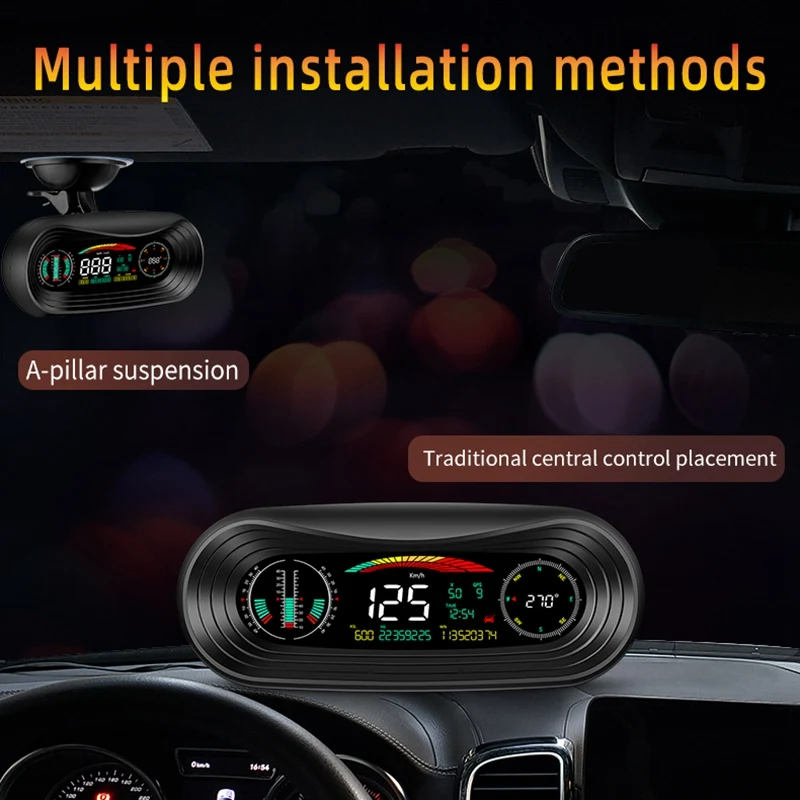 

P18 GPS HUD Head Up Display Car SMART GPS SLOPE METER Speeeter Inclinometer Pitch Automotive Comp Altitude Clock
