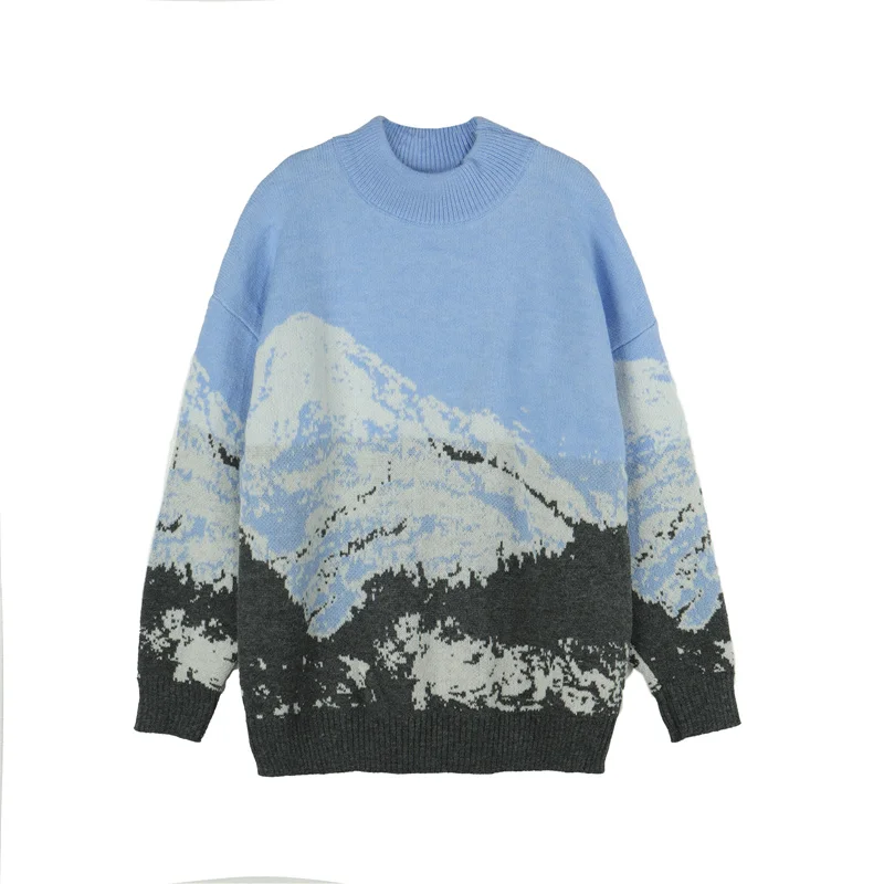 

Осенний Новый стиль, жаккардовый свободный трикотажный свитер с круглым вырезом для женщин