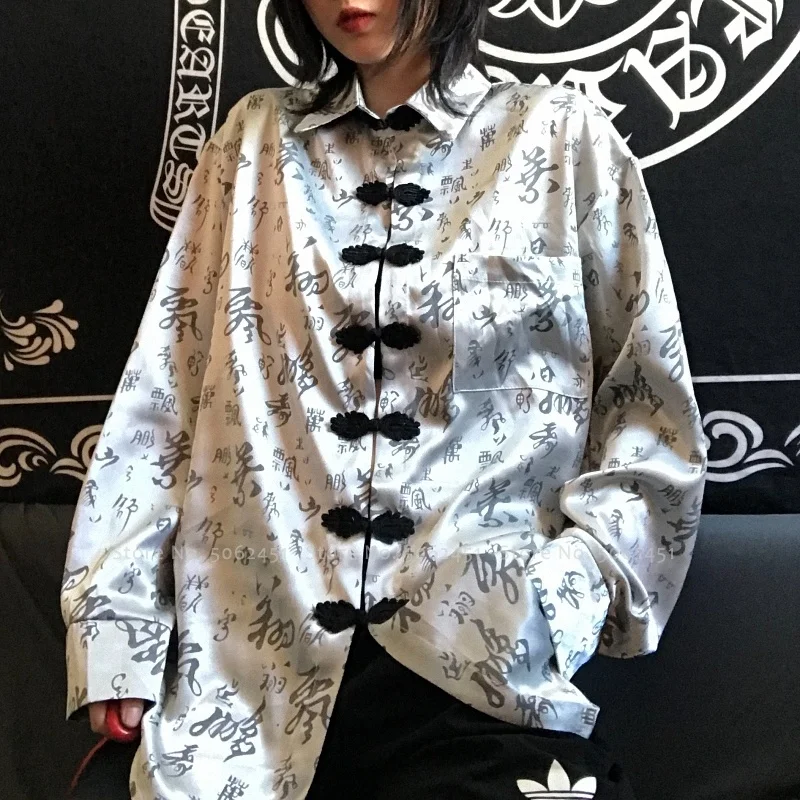 Китайский традиционный ханьфу блузка для женщин и мужчин пара Harajuku стиль Японский Haori куртки кунг-фу каллиграфия печати пальто Тан костюм