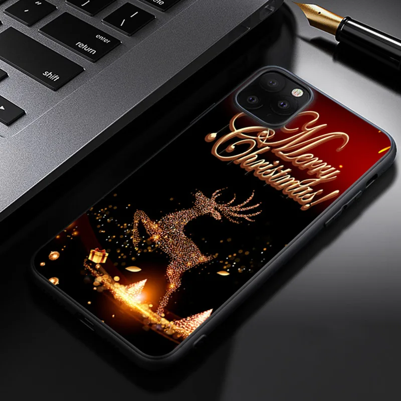 Модный Роскошный веселый рождественский чехол для телефона с оленем для iPhone 11 Pro XS MAX XR X 8 7 6 6S Plus, мягкий силиконовый матовый чехол - Цвет: SJK2401050HB