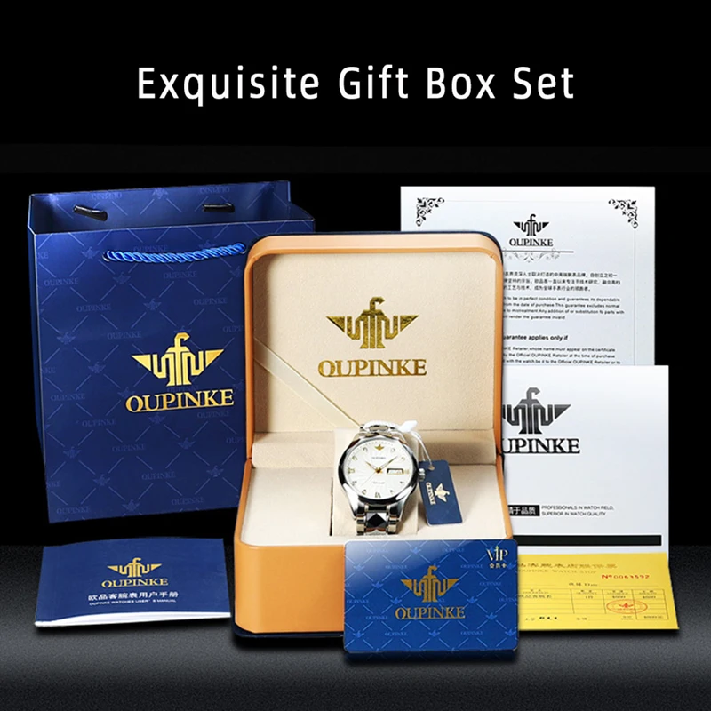 

Mens Watches OUPINKE Top Brand Luxury Designer Men Mechanical Wrist Watch Tungsten Steel Sapphire Glass Automatic Watch for Man