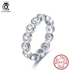 ORSA JEWELS 925 Серебряное женское кольцо на палец с 4 мм 14 штук Большой Crystle Камень полный Асфальтовая 4A CZ обручальные кольца серебряные ювелирные изделия подарок OSR225