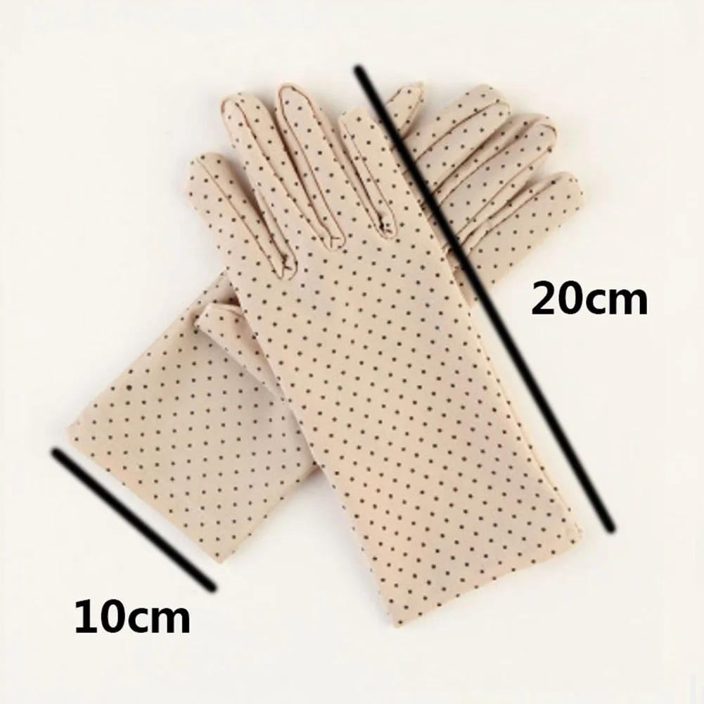 

Summer Driving Fashion Women Dots Print Sun Protection Gloves Elastic Mittens Anti-UV High Elastic Thin Etiquette Glove