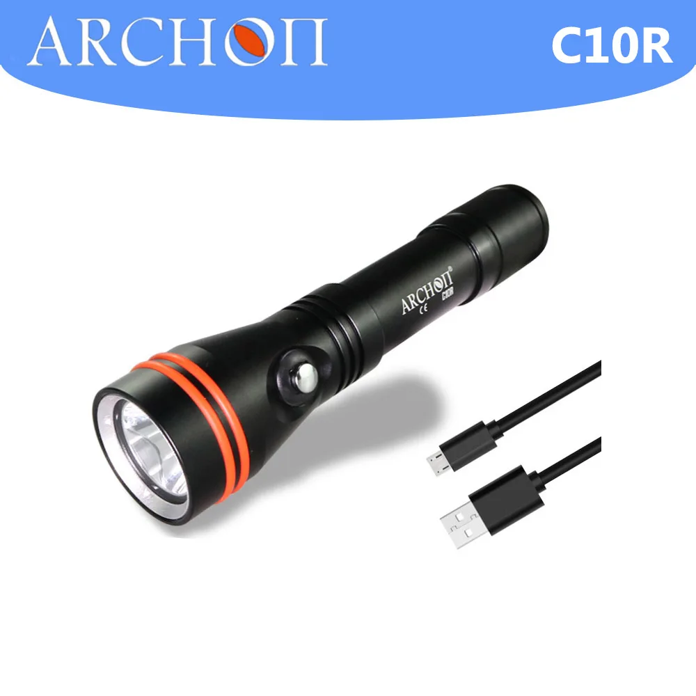 ARCHON C10R Diving Flashlight USB Charging Dive Torch 1200 lumen  LED chip Underwater Light 100m Diving Light Built-in 18650