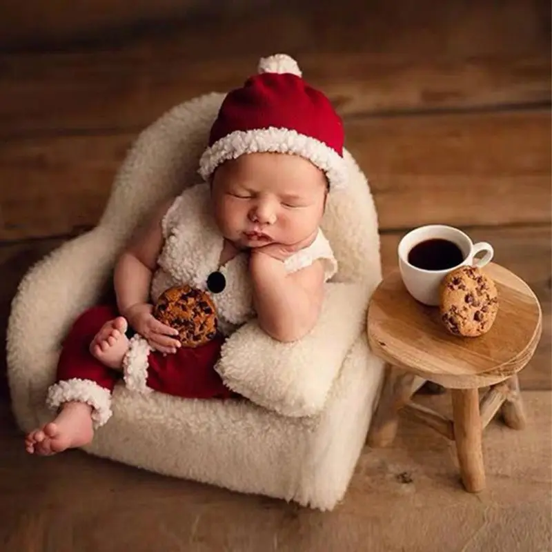 

3 шт./компл. реквизит для фотосессии новорожденных; Детская шапка + жилет + штаны; Наряды для малышей; Рождественский костюм Санта-Клауса
