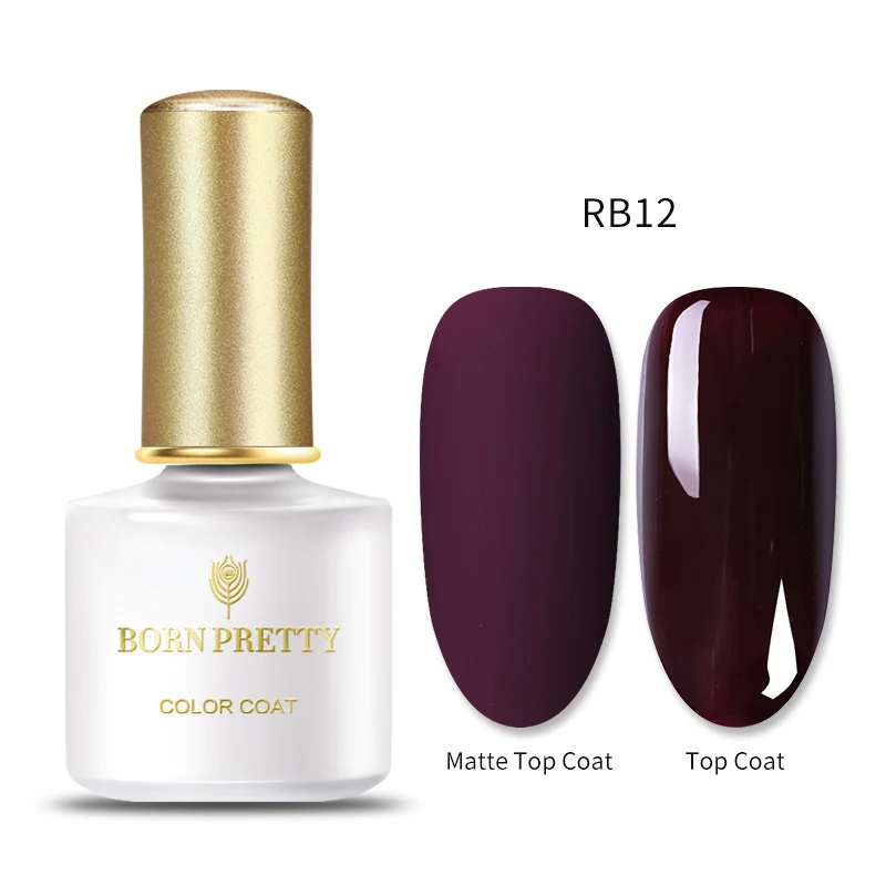 RB12 BORN PRETTY Gel Polish Plum Color Semi Permanent Soak Off Gel Nail Polish 60 Colors Nail Art Gel Varnish Matt Top Coat Need 6ml - Цвет: RB12