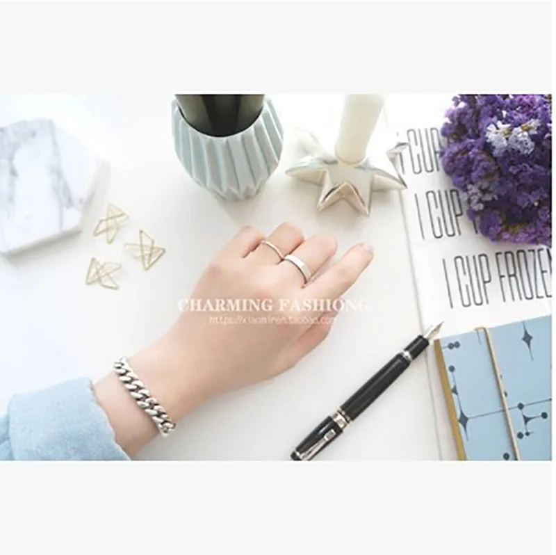 

Fashion 925 Sterling Silver Hexagon Rings For Women Adjustable Size Finger Rings Girls Party Wedding Jewelry