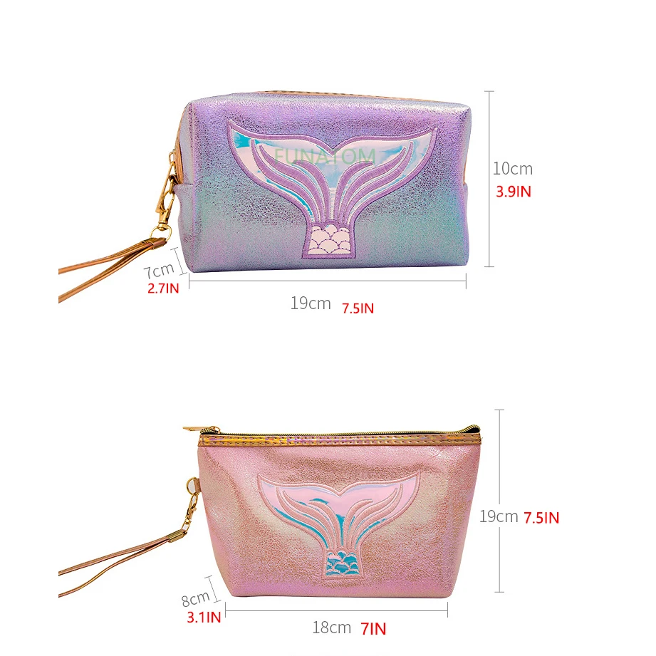 Мода Лазерная изображением русалки купальный костюм Макияж сумка Для женщин