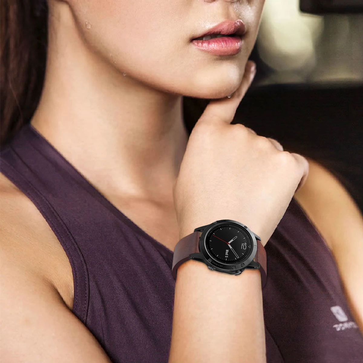 Кожаный ремешок для часов YAYUU Garmin Fenix 6/Fenix 5/5 Plus/Forerunner 935/945/подход S60/Quatix 5