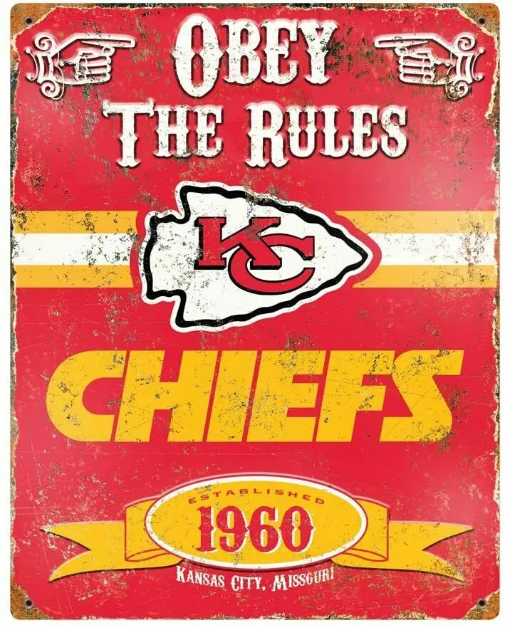 

Kansas City Chiefs Embossed Pub Sports Bar Man Cave Rustic Sign 11.5" x 14.5"