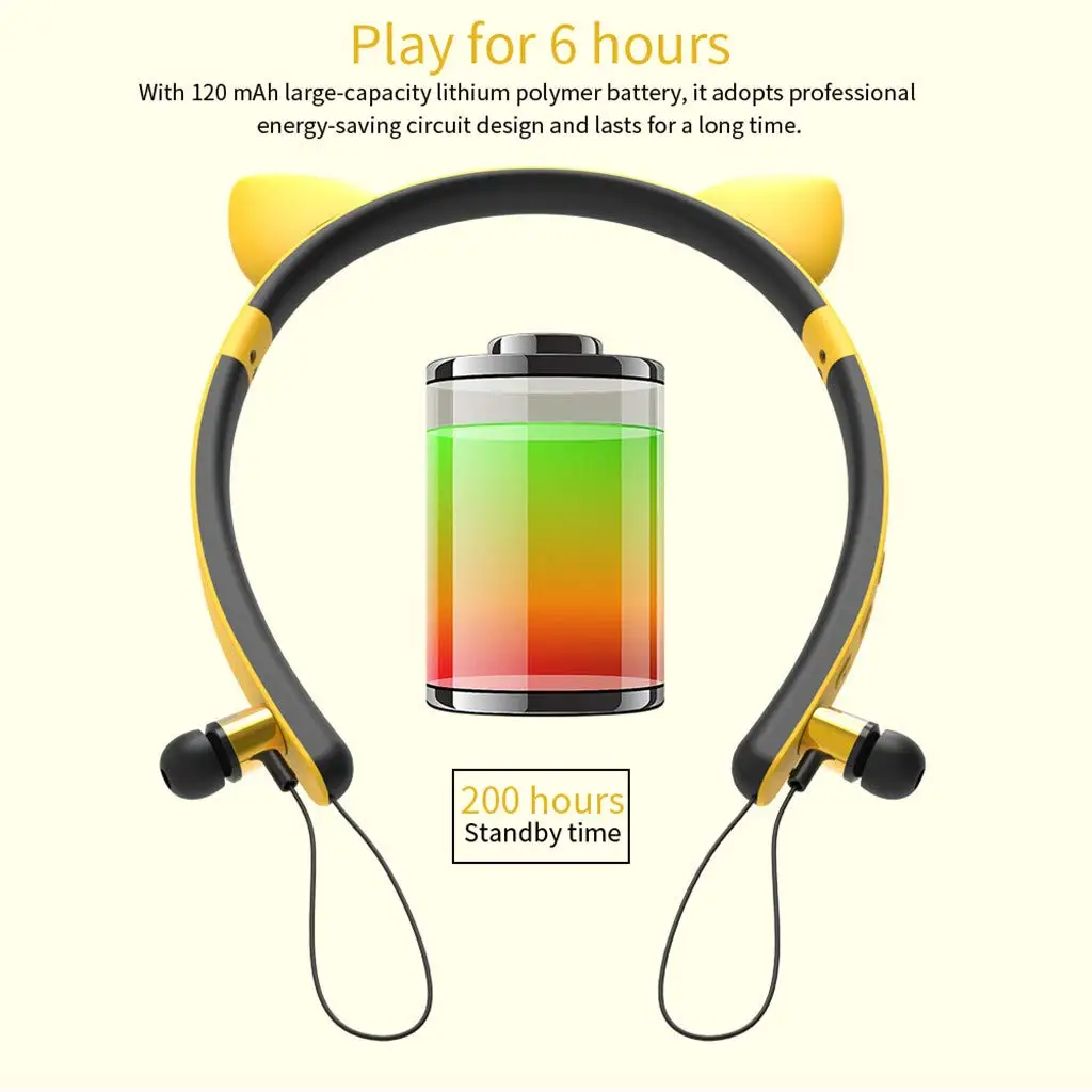 Bluetooth наушники 2019 высокое качество кошачьи уши светодиодный семь цветов с