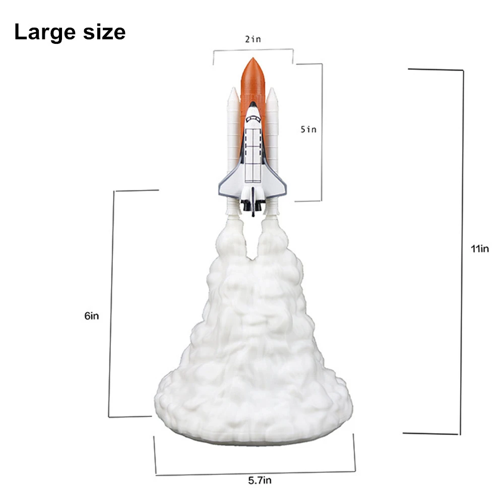 28CM Новейшая дропшиппинг 3D печать космический челнок лампа перезаряжаемая ракетная лампа ночник для любителей пространства украшение комнаты - Испускаемый цвет: 28CM