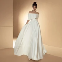 jersey boat wedding dresses white floor length off the shoulder a line sexy backless sleeveless sweep train with zipper sheath