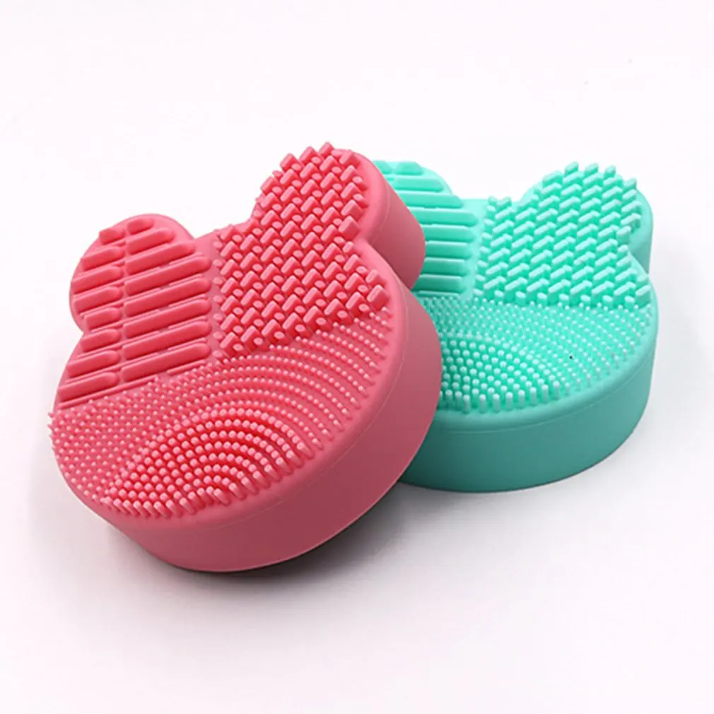 

1/2pcs Cartoons Makeup Brush Cleaner Washing Brush Pad Cleaning Mat Cosmetic Brush Cleaner Universal Make up Tool Scrubber Box