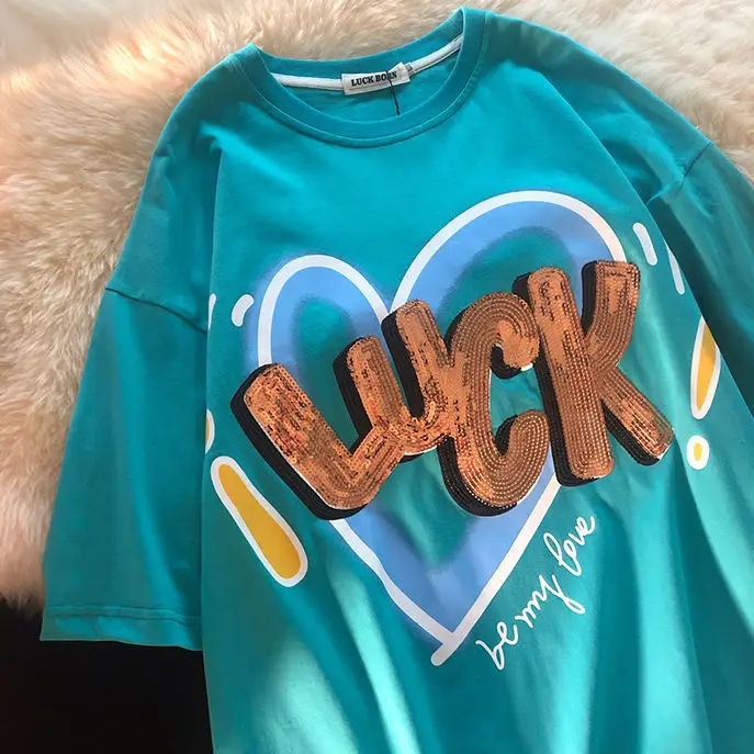 

Cotton Summer Short-sleeved T-shirt Men's New Hong Kong Style Student Loose Couple Tops All-match Compassionate Men