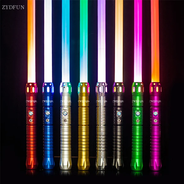 

Световой меч ZYDFUN с RGB-подсветильник кой, оригинальный, со звуковыми эффектами, мощный дуэль, автоматический, 11 цветов, меняющий цвет светильн...