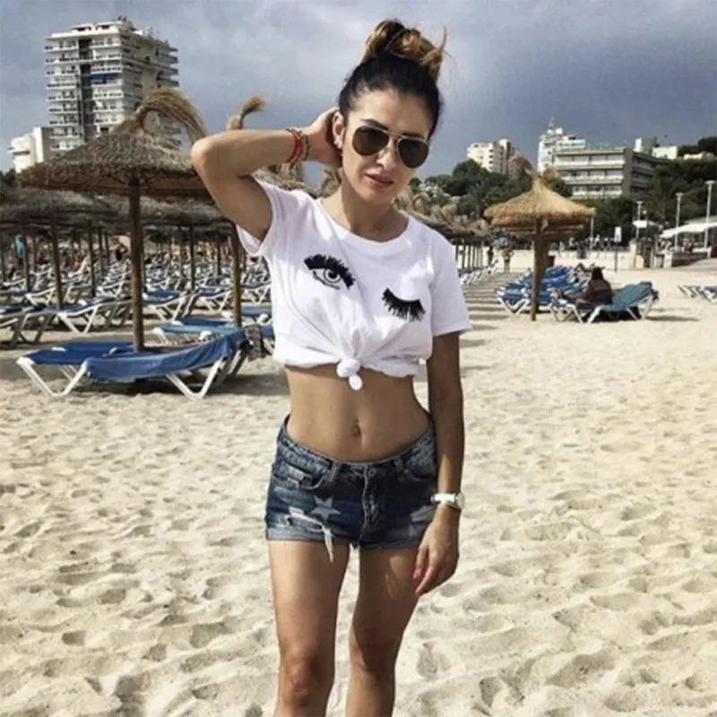 Женская футболка с принтом глаз модная свободная большого размера в стиле