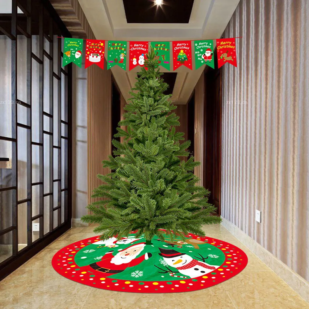 Круглый Снеговик Санта-лось печать Рождественская елка юбка фартук пол ковер