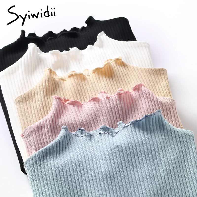 Футболка женская трикотажная эластичная с оборками и длинным рукавом|Футболки| |