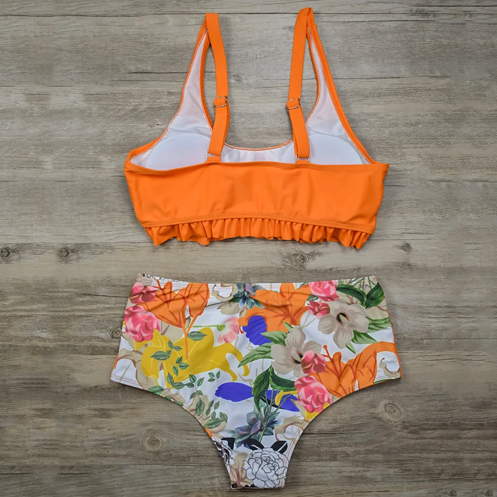 

2021 New Print Bikini Sets Girls Swimsuit Women Sexy Two Pieces Swimwear Fungus Beach Bathing Suits Ladies Female AE574