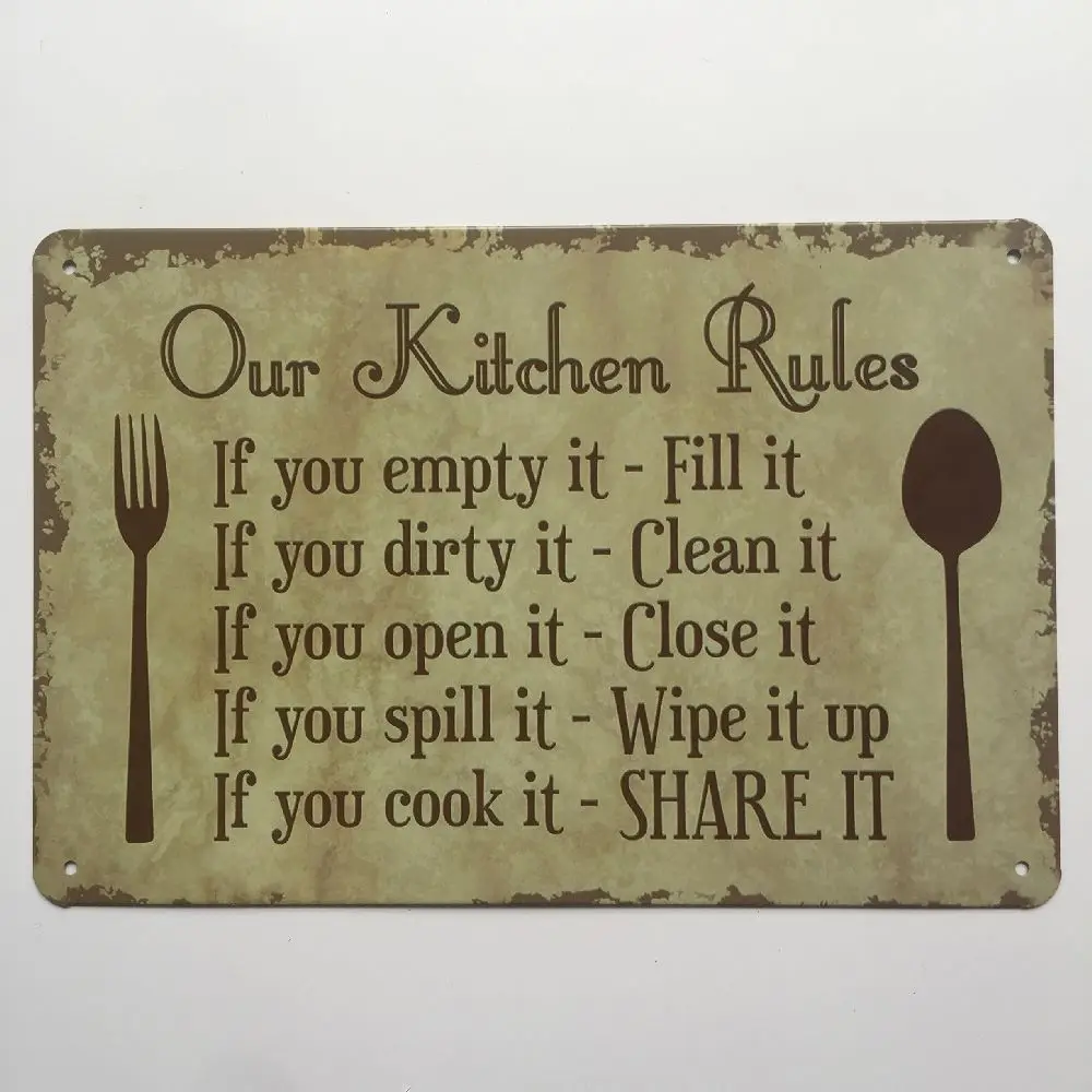 

Our Kitchen Rules Custom Retro Metal Poster Wall Decoration Tin Signage Home Decoration Restaurant Garden Plaque Art Retro Board