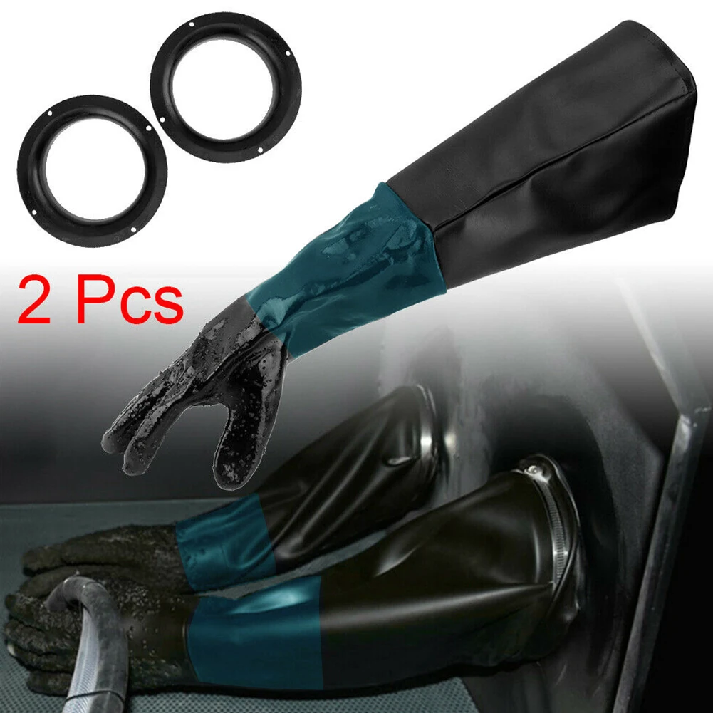 

Sandblasting 60cm PVC Blast Cabinet Protective Gloves With O Rings Industrial Heavy Duty Soft Wear Resistance Elastic Anti Skid