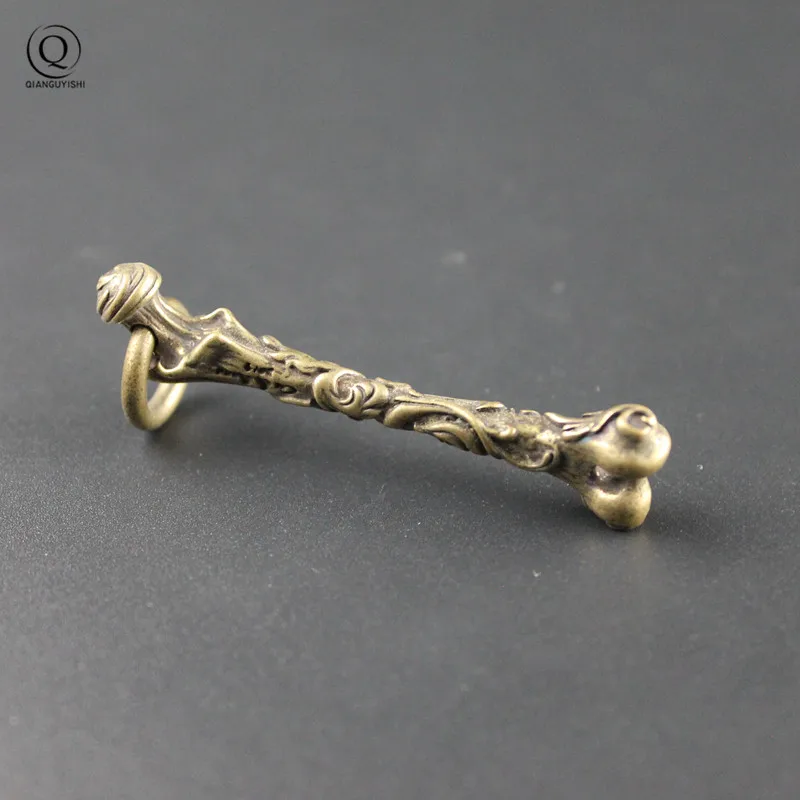 Pure Brass Leg Bone Key Chains Pendants Charms Vintage Copper Bones Pendant Trinkets Men Car Keychains Hanging Keyrings Ornament