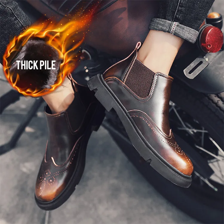 OSCO Men Boots Autumn Winter Ankle Fashion Footwear Lace Up Shoes Business Casual High Top | Обувь