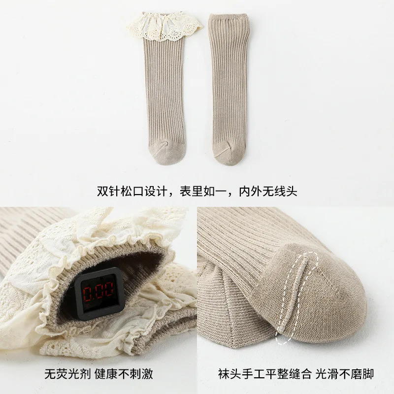 Princess Lace Ruffle Socks Baby Newborn Girls Infant Toddler Children Ribbed Non-Slip Leg Warmer Autumn Winter Warm 0-8Y |