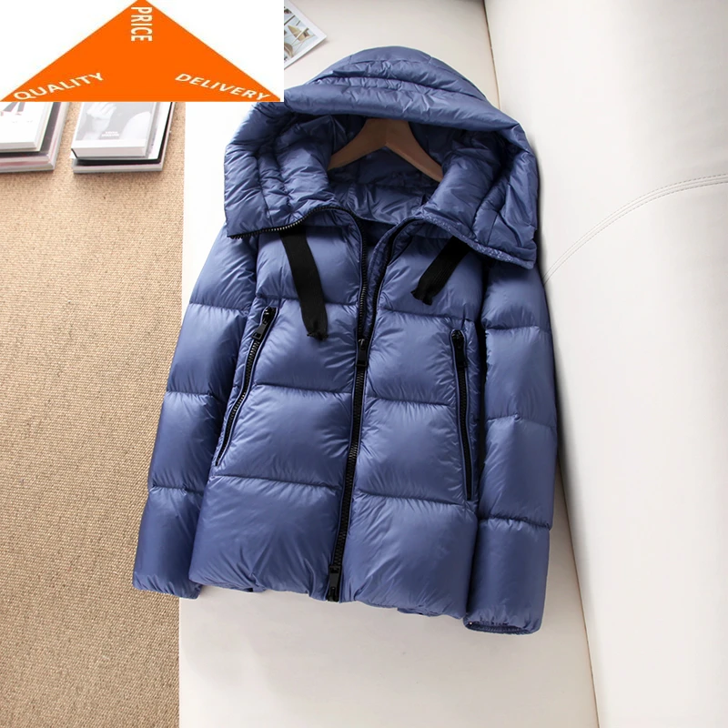 

White Winter 20% Duck Jacket Women Down Coat Female Thick Warm Parkas Short Hooded Outwear Doudoune Femme LWL9998