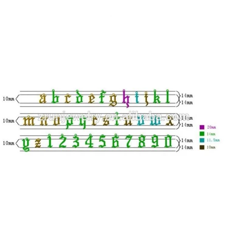 

LOZRUNVE Factory Wholesale 925 Silver Personalized Gothic Initials Letter Pendant Charm Gold Plated