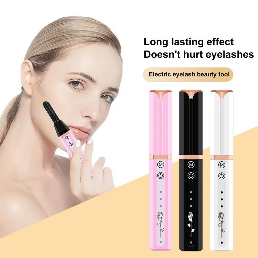 

New Rechargeable Women Makeup Electric Heated Eyelash Curler Long Lasting Eye Lash Perm Heated Eyelashes Clip Automatic Tool