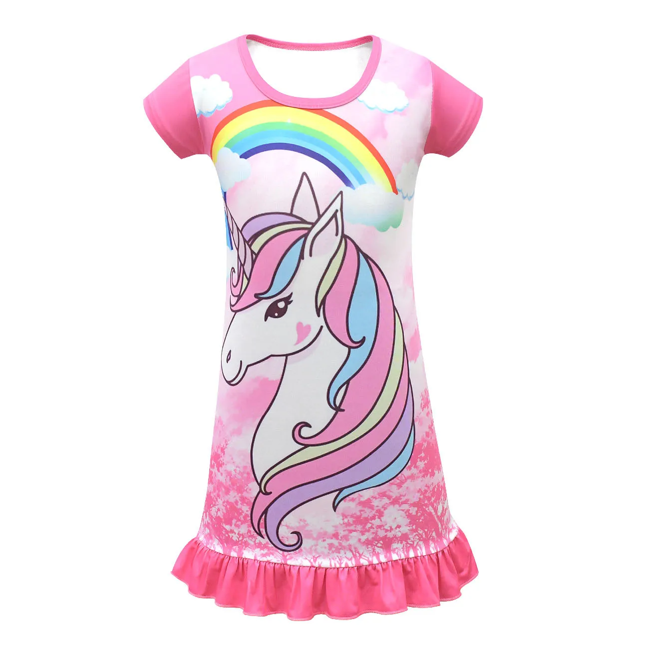 

Unicorn Dress Girls Thanksgiving Princess Dresses Kids Christmas Birthday Party Clothes Unicorn Halloween Costume with Hairpin