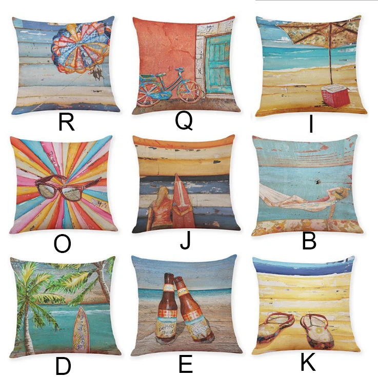 Пляжное двойной подушка с принтом синий океан небо живописный узор размером 45*45 см Romantice Спальня