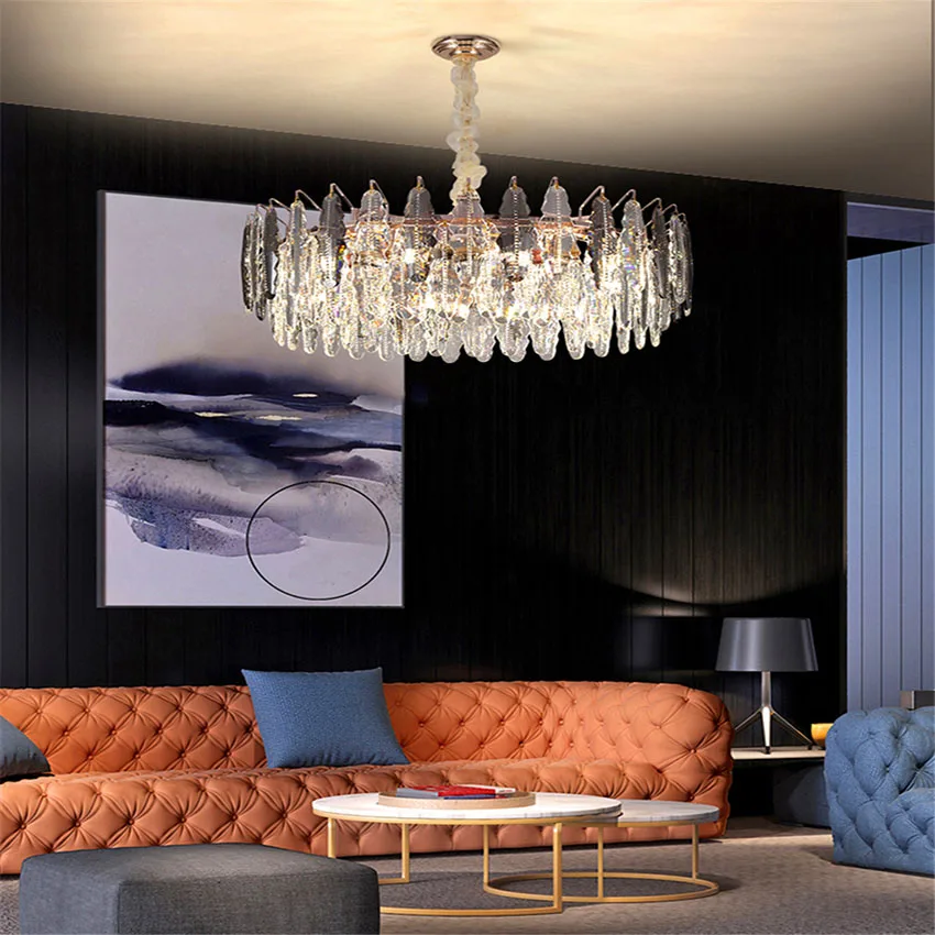 

Postmodern Crystal Pendant Lights Living Room Light Luxury Led Pendant Lights Hotel Villa Restaurant Indoor Lighting Lustres